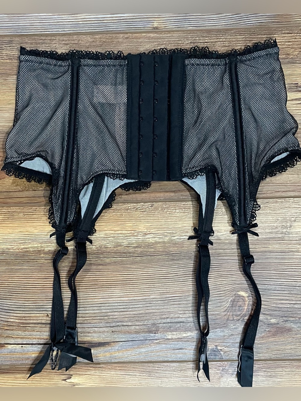 NEW Victoria's Secret Very Sexy Garter Belt Black Mesh & Lace Size XS/S - Picture 2 of 5